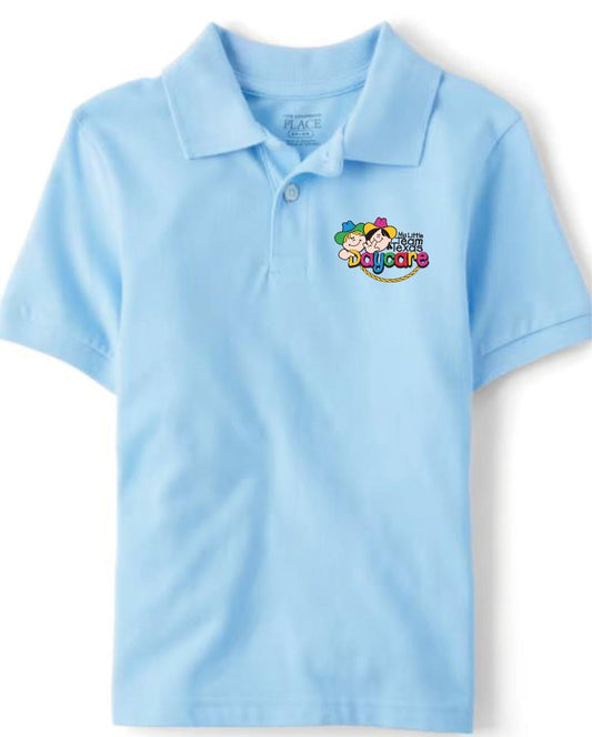 Light Blue (Brook) Short-Sleeve Polo Shirt Boys "My Little Team Texas Daycare"