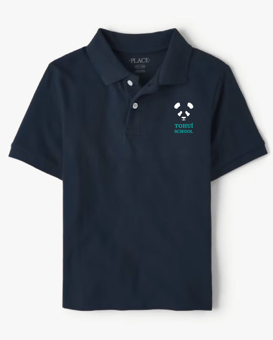 Navy Blue Short-Sleeve Pique Polo Shirt Boys TOHUI