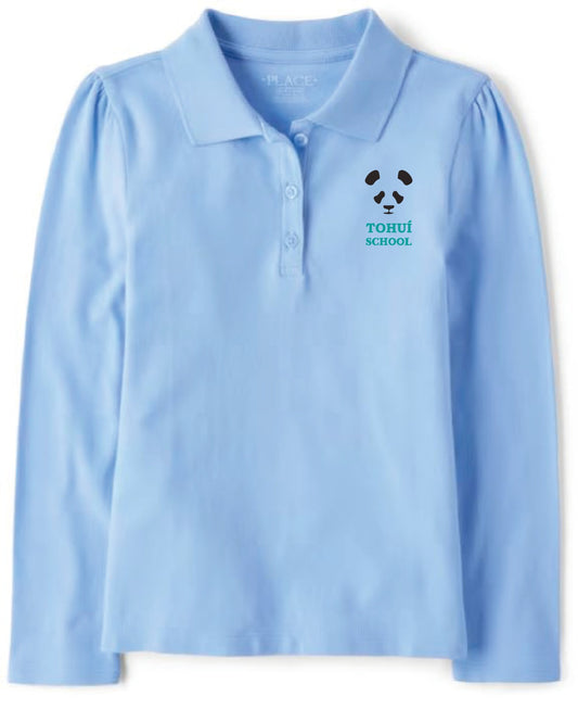 Light Blue (Daybreak) Long-Sleeve Polo Shirt Girls TOHUI